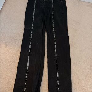 Reformation Black Straight Leg Jeans with Stripe Detail